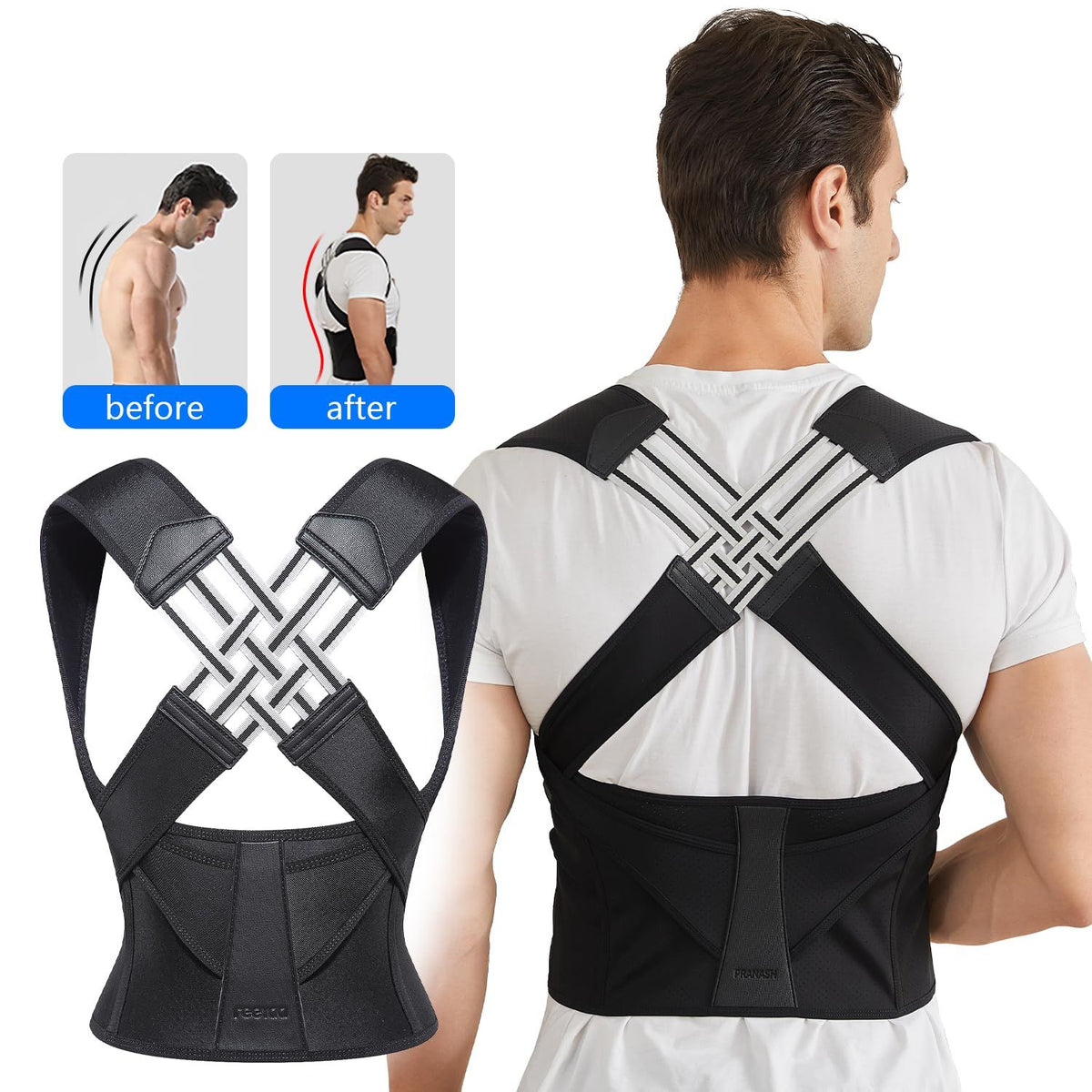 Back Posture Corrector Brace for Men & Women Adjustable Shoulder Support Belt