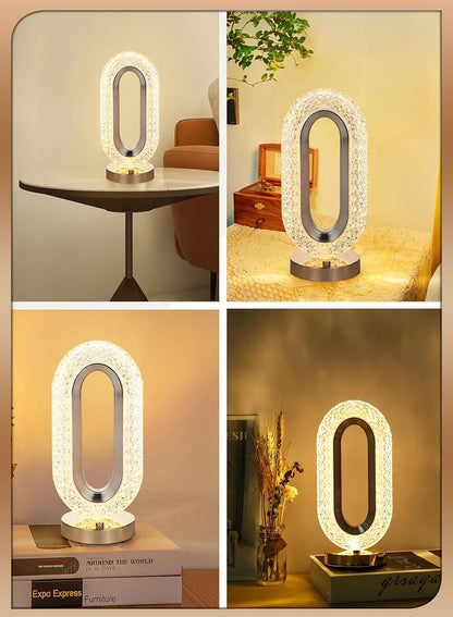 Crystal LED Table Lamp Touch Sensor – Modern Oval Acrylic