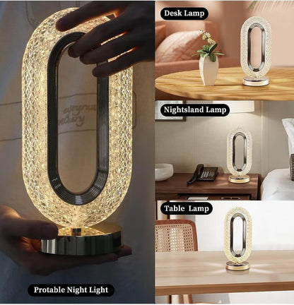 Crystal LED Table Lamp Touch Sensor – Modern Oval Acrylic